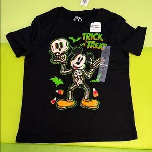 Disney Black Halloween T-Shirt with Skeleton Design